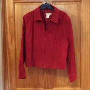 Coldwater Creek Cropped Red Leather Jacket XL